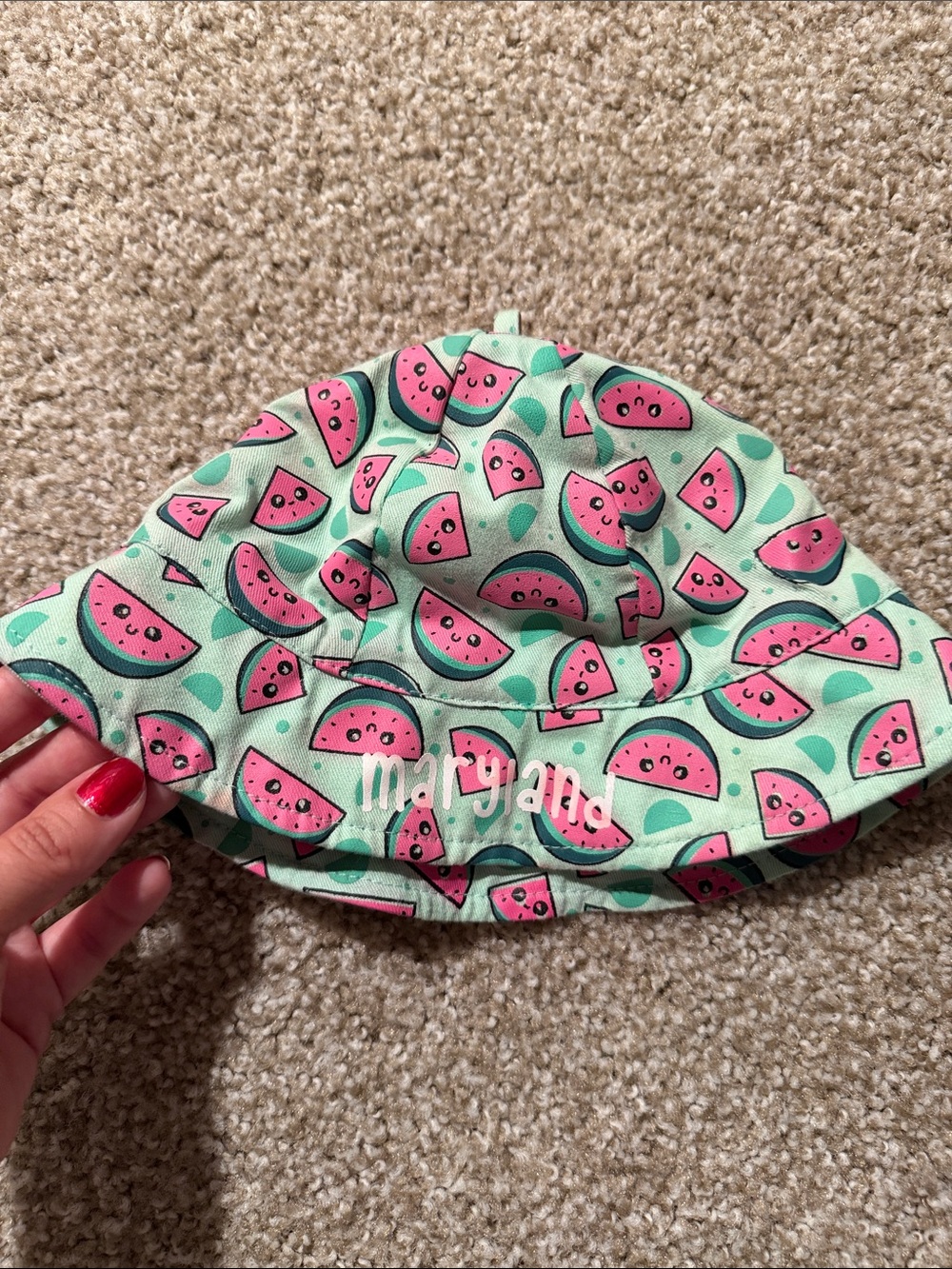 Kids Watermelon Sun Hat - Mint Green & Pink